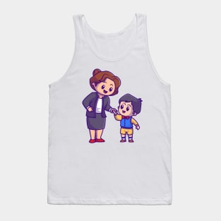 Cute Mother With Son Cartoon Tank Top